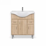 Dulap baie inferior Bianca Plus 75 cm cu lavoar, stejar sonoma, MDF, 82x75x48 cm