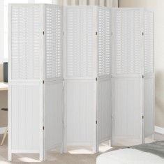 vidaXL Paravan cameră 6 panouri, alb, lemn masiv paulownia 358730