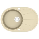 vidaXL Chiuvetă de bucătărie din granit, bej, un bazin, oval