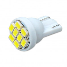 W5W 8 SMD 3020 lumina alb-xenon bec led pozitie numere plafoniera T10 foto