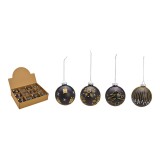 Glob din sticla negru cu auriu set de 12, diametru 8 cm, Jad