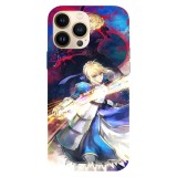 Husa compatibila cu Apple iPhone 15 Pro Max model Saber Fate Grand Order, Silicon, TPU, Viceversa, Transparent, Carcasa