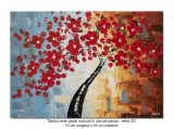 Tablou Copacul vietii, fericire, pictat manual living, 70x50cm ulei pe panza in relief efect 3D, gata de agatat pe perete