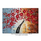 Tablou Copacul vietii, fericire, pictat manual living, 70x50cm ulei pe panza in relief efect 3D, gata de agatat pe perete