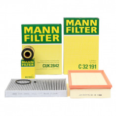 Pachet Revizie Filtre Aer + Polen + Ulei Mann Filter Volkswagen T6 2015&rarr; 2.0 TDI 84-204 PS