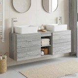 Cumpara ieftin Set dulap baie 3 buc. Sonoma gri 136 x 35 x 80 cm