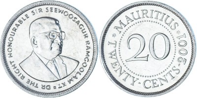 Mauritius 2001 - 20 cents UNC foto
