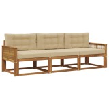 vidaXL Set de canapele de exterior cu pernă 3 pcs Natural și Bej 3382311