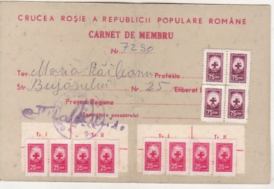 bnk div Crucea Rosie a RPR - Carnet de membru foto