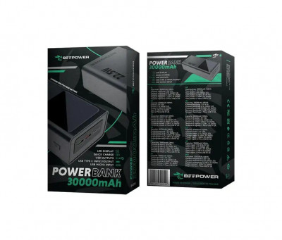 Baterie externa/Powerbank BeePower BP-30PD, Quick charge, 30000mAh, 22.5W PD USB-C + 2 x USB 3.0,Negru foto