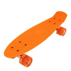 Skateboard ABS (penny board), cu roti iluminate, 56?14.5cm, maxim 50kg, portocaliu foto