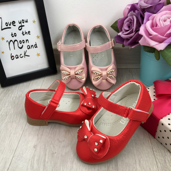 Pantofi rosii cu fundita / sandale pt fete 19 20 cod 0856