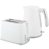 HOMCOM Set Fierbător Electric 2200W 1.7L și Prăjitor Dublu 7 Nivele Alb | Aosom Romania