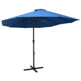 Cumpara ieftin Umbrelă soare exterior cu st&acirc;lp aluminiu, albastru, 460x270 cm