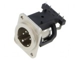 Conector XLR soclu tată PIN 4 unghi 90&deg; THT argint 6A, Neutrik