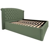 Pat Matrimonial Alison tapitat cu somiera rabatabila diverse dimensiuni, culoare verde maslin - 160x200