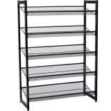 SONGMICS Raft de depozitare pantofi pe 5 niveluri, metal, rafturi plate sau unghiulare reglabile, 31x74x104cm, negru Household NewTrend