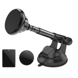 Suport auto pentru telefon, magnetic, cu ventuza si brat telescopic, negru