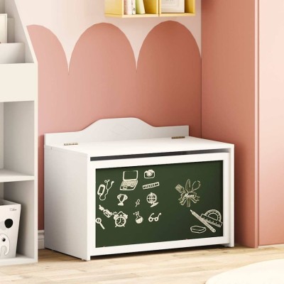 vidaXL Cutie pentru jucării Alb 73 x 33 x 55 cm Lemn compozit 42003028 foto