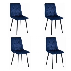 Set 4 scaune bucatarie/living, Artool, Libra, catifea, metal, bleumarin si negru, 44x40x88.5 cm foto