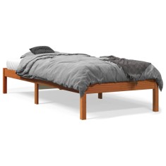 Gossi cadru pat fara saltea, maro ceruit, 90x190 cm, lemn masiv pin
