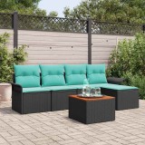 vidaXL Set de canapele pentru grădină cu pernă 6 pcs Negru poliratan 3347319