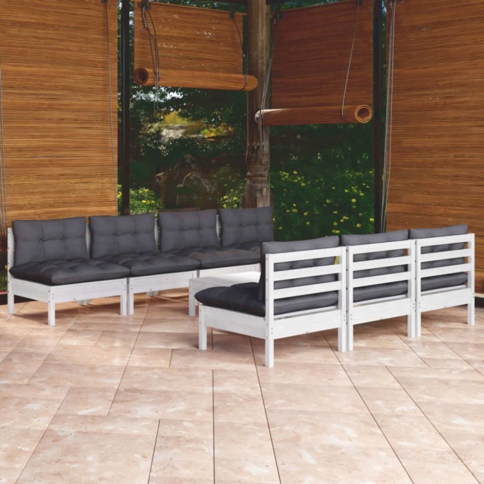 Gossi set mobilier de gradina cu perne antracit, 8 piese, lemn de pin