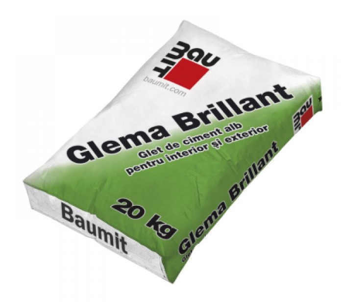 Glet de ciment alb pentru interior si exterior Baumit GlemaBrillant 20KG