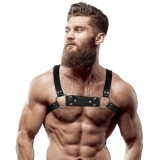 FETISH SUBMISSIVE ATTITUDE - MEN&#039;S ECO-LEATHER BULLDOG CHEST HARNESS SIZE M/L