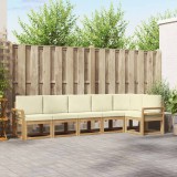 vidaXL Set de canapele de exterior 6 pcs Alb și crem Poliester 3387699