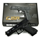 Pistol replică metalică airsoft, acționare pe arc, 800 bile 6 mm, 20 cm, 600 g