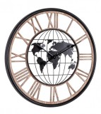 Ceas perete lemn natur otel negru Ticking 70x5 cm