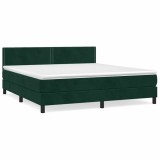 Cumpara ieftin Pat box spring cu saltea, verde inchis, 180x200 cm, catifea