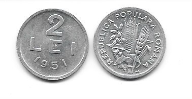 Romania 2 lei 1951 aluminiu foto