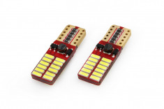 Set becuri auto cu LED CANBUS T10e W5W 24 SMD Alb 12V 24V foto