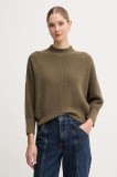OUI pulover din amestec de l&acirc;nă culoarea verde, cu guler, 94268