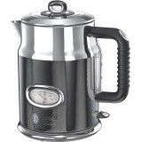 Fierbator Russell Hobbs Retro Classic Noir, 2400 W, 1.7 l, Indicator temperatura apa, Otel inoxidabil