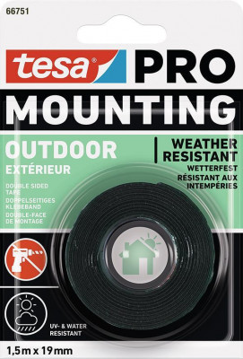 Tesa Mounting PRO Outdoor, bandă de montaj, adezivă, dublă față, 19 mm, L-1,5 m foto