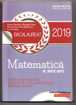 bacalaureat 2019 matematica mate-info de a. zanoschi, gh. iurea foto