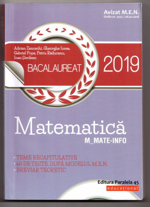 bacalaureat 2019 matematica mate-info de a. zanoschi, gh. iurea
