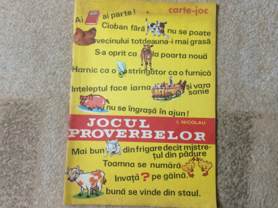 Jocul proverbelor carte joc educativa I. Nicolau anii &amp;#039;80 coop colectia jeco RSR foto