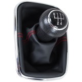 Schimbator de viteze compatibil cu Volkswagen Golf IV BENZINA, cusatura rosie si rama cromata, 23MM