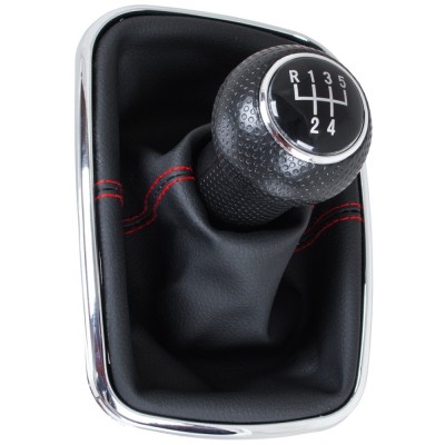 Schimbator de viteze compatibil cu Volkswagen Golf IV BENZINA, cusatura rosie si rama cromata, 23MM foto