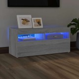Comodă TV cu lumini LED, gri sonoma, 90x35x40 cm