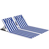 Outsunny Set 2 Saltele de Plajă cu Spătar Reglabil pe 4 Nivele, din Oțel și Poliester, 154x57x52 cm, Albastru și Alb | Aosom Romania