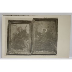 BISERICA BUNA VESTIRE - STREZA , CARTISOARA , ICOANELE SFINTILOR MARI MUCENICI GHEORGHE SI TEODOR TIRON , FOTOGRAFIE TIP CARTE POSTALA , 1929