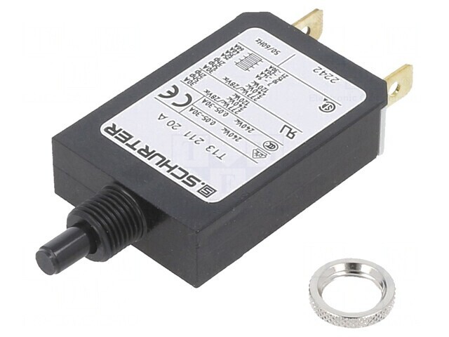&Icirc;ntrerupător de Supracurent 240VAC 28VDC 20A SPST IP40