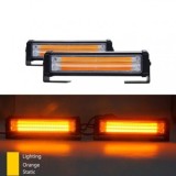 Set 2 Stroboscoape Auto COB 16W 12/24V VorteX, Lampi LED Galbene Puternice, 9 Flash-uri, Montaj Universal Interior/Exterior