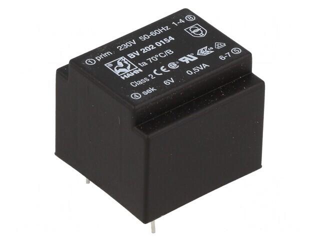 Transformator &icirc;ncapsulat 230V 6V 0.5VA PCB