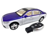 Macheta metal Mercedes Maybach S Class albastru alb 1:24 telecomanda deschidere electrica usi capota portbagaj lumini si sunete